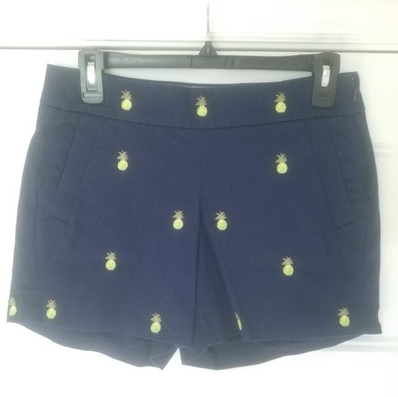 Jcrew Navy Pineapple Chino Shorts EUC - Picture 2 of 5